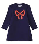 Платье-свитшот из хлопка с бантом Mini Rodini, синий - фото