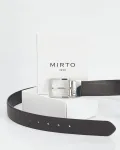 Двусторонний ремень из гладкой кожи Mirto, чёрный - фото 2