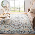 SAFAVIEH Aspen Collection ковер, 305 x 427 см, Blue & Beige, ручной работы бохo шерсть, идеально для помещений с высокой проходимостью в гостиной, спальне (APN504A) - фото