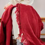 Плед Uni Decke Luxus 2 с бахромой Ibena, красный - фото 3