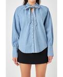 Женская джинсовая рубашка с галстуком Grey Lab, синий - фото