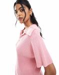 Вязаный топ-поло ASOS DESIGN розового цвета - фото 2