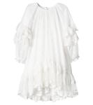 Вышитое платье с ярусами Chloé Kids, Offwhite - фото