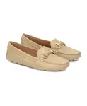 Кожаные мокасины с металлической пряжкой Kazar, бежевый - фото 2