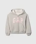 Детская толстовка с капюшоном и логотипом на груди Gap, серый - фото