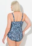 Купальник Ulla Popken LEAF PRINT WRAP LOOK, Denim Blue/Blue Denim - фото 3
