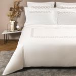 Пододеяльник Frette Links с вышивкой 230x230, серый/бежевый - фото