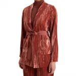 Блейзер Scotch & Soda Lace Trimmed Velvet Pyjama, красный - фото 4