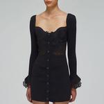 Self-portrait Женское черное платье с длинными рукавами SS22 - фото 6