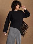 Асимметрированный джемпер с бахромой Ro&Zo, Black - фото 3