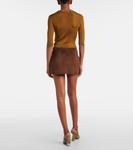 Эвери юбка-мини из замши Nour Hammour, Brunette Suede - фото 3