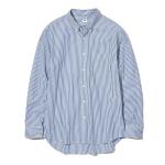 Рубашка Uniqlo Extra Fine Cotton Broadcloth Regular Fit, в полоску, синяя - фото