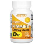 Deva, Веганский витамин D, D2, 20 мкг (800 МЕ), 90 таблеток - фото