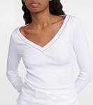 Топ с V-образным вырезом BRUNELLO CUCINELLI, белый - фото 4