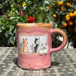 Чашки для чая ручной работы с котиками, розовый - фото