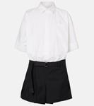 Мини-платье из поплина Sacai, Off White X Black - фото