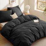 Комплект постельного белья Bedsure, 3 предмета, 200х200/80x80 см, черный - фото
