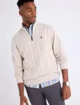 Свитер U.S. Polo Assn 1/4 Zip Cotton Cable, кремовый - фото