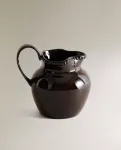 Кувшин Zara Home Stoneware With Raised Design, 280 мл, темно-коричневый - фото