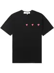Футболка Triple Hearts Comme Des Garçons Play, черный - фото
