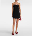 Мини-платье из крепа с бантом, расшитым бисером Self-Portrait, черный - фото 6