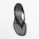 Сандалии Massimo Dutti Mid-Heel With Toe Divider, черный - фото 4