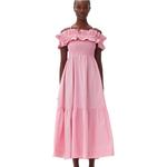 GANNI Платье-чехол SS24 женское орхидея дымчато-розовый - фото 4