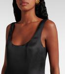 Мини-платье из шелкового атласа Pranta Khaite, черный - фото 4