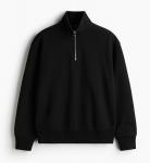Свитшот H&M Loose Fit Half-Zip, черный - фото