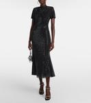 Платье миди, украшенное стразами Self-Portrait, черный - фото 2