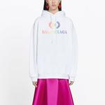 Свитер rainbow logo hoodie white Balenciaga, белый - фото 3