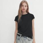 Футболка Massimo Dutti Short Sleeve Mercerised Cotton, черный - фото 5