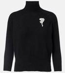 Свитер с кашемировым воротником и декором Simone Rocha, Black/Pearl - фото