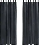 Плотные шторы , 2 шт., темно-серые, 140 x 225 см, бархатные vidaXL - фото