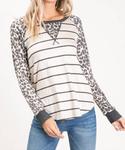 Топ Carol Leopard & Striped Reglan в цвете Oatmel Shirley Stone - фото 2