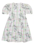 Клетчатое платье с рукавами-буфами Marni Kids, белый - фото