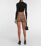 Укороченный топ из шелка в рубчик с логотипом Prada, Nero - фото 3