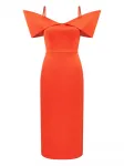Платье миди с открытыми плечами David Koma, оранжевый - фото