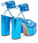 Кожаные сандалии на платформе Malena 130 Paris Texas, Metallic Turquoise - фото 3