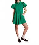 Зеленая мини-платье-рубашка с пеплумом English Factory - фото