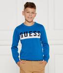 Свитер детский Guess хлопковый с полосой, синий - фото 3