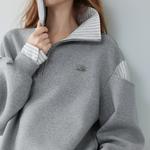 ELLE Свитшот Women's Medium Gray Lapel Moderate Regular - фото 6