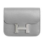 Constance Slim Chamkilight Кожаный Кошелек Женский 05 Argente Silver HERMES, K Stamp - фото