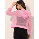 Сетчатый бомбер с капюшоном ALLEGRA K, розовый - фото 2