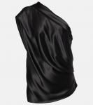 Асимметричный шелковый топ The Sei, черный - фото