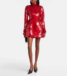 Терфрайт мини-платье из джерси с пайетками Sportmax, Rosso - фото 2