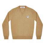 Свитер v-neck pullover white emblem 'camel' Comme Des Garcons Play, бежевый - фото