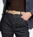 Ремень из кожи с монограммой Saint Laurent, бежевый - фото 2