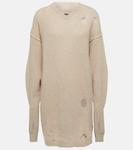 Мини-платье из смесовой ткани альпака MM6 MAISON MARGIELA, бежевый - фото