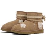 Ботинки зимние UGG Classic Mini женские, коричневый / бежевый - фото